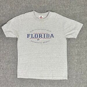Vintage‎ Quality Outdoor Wear Florida T Shirt Mens Size Large Gray